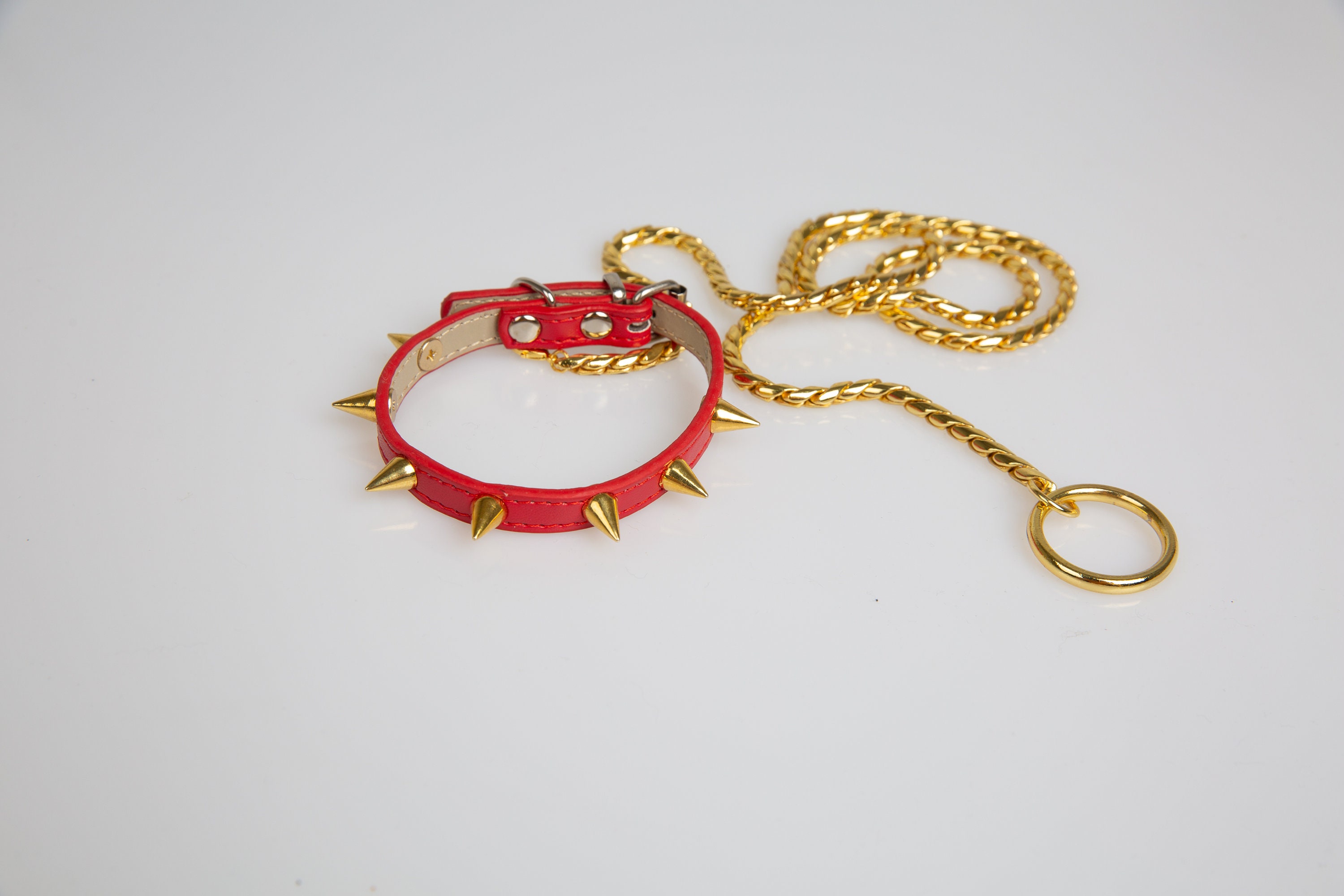 Leather Choker & Chain Set Etsy