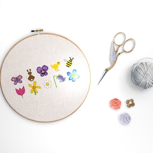 10 mini motifs de point de croix de printemps pour cartes, échantillonneurs, etc.