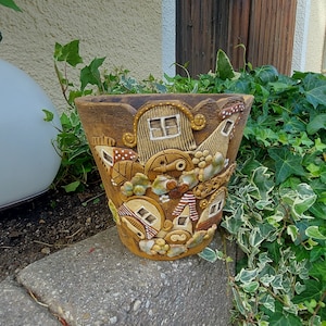 Blumentopf aus keramik Häuser,Pflanzentopf aus keramik,Gartenkeramik Häuser,Übertopf aus Keramik,Geschenk für Frauen