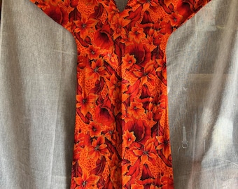 Vintage 1970s Handmade Hawaiian Long Maxi Evening Dress Size 10