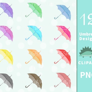 umbrella cliparts, color umbrella bundle, umbrella png illustration, umbrellas clip art bundle
