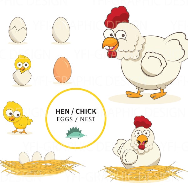 Hen - Chick - Egg - Nest clipart for scrapbooking, commercial use, PNG