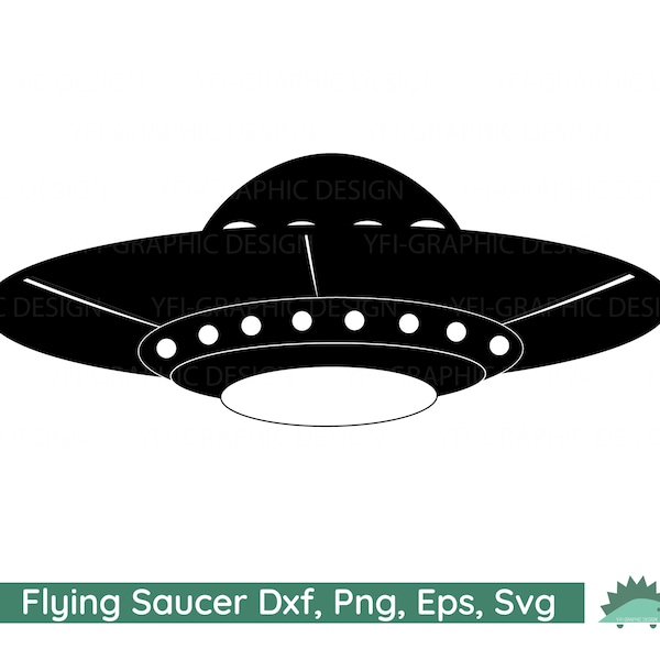 UFO / Flying Saucer clipart / Alien Spaceship Vector / UFO Svg, Png, Dxf and Eps/ Ufo silhouette cutfile