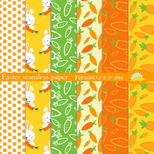 Carrot Background, Easter scrapbook paper, carrot digital paper, bunny and carrot paper, carrot JPG, carrot seamless patterns, orange jpg