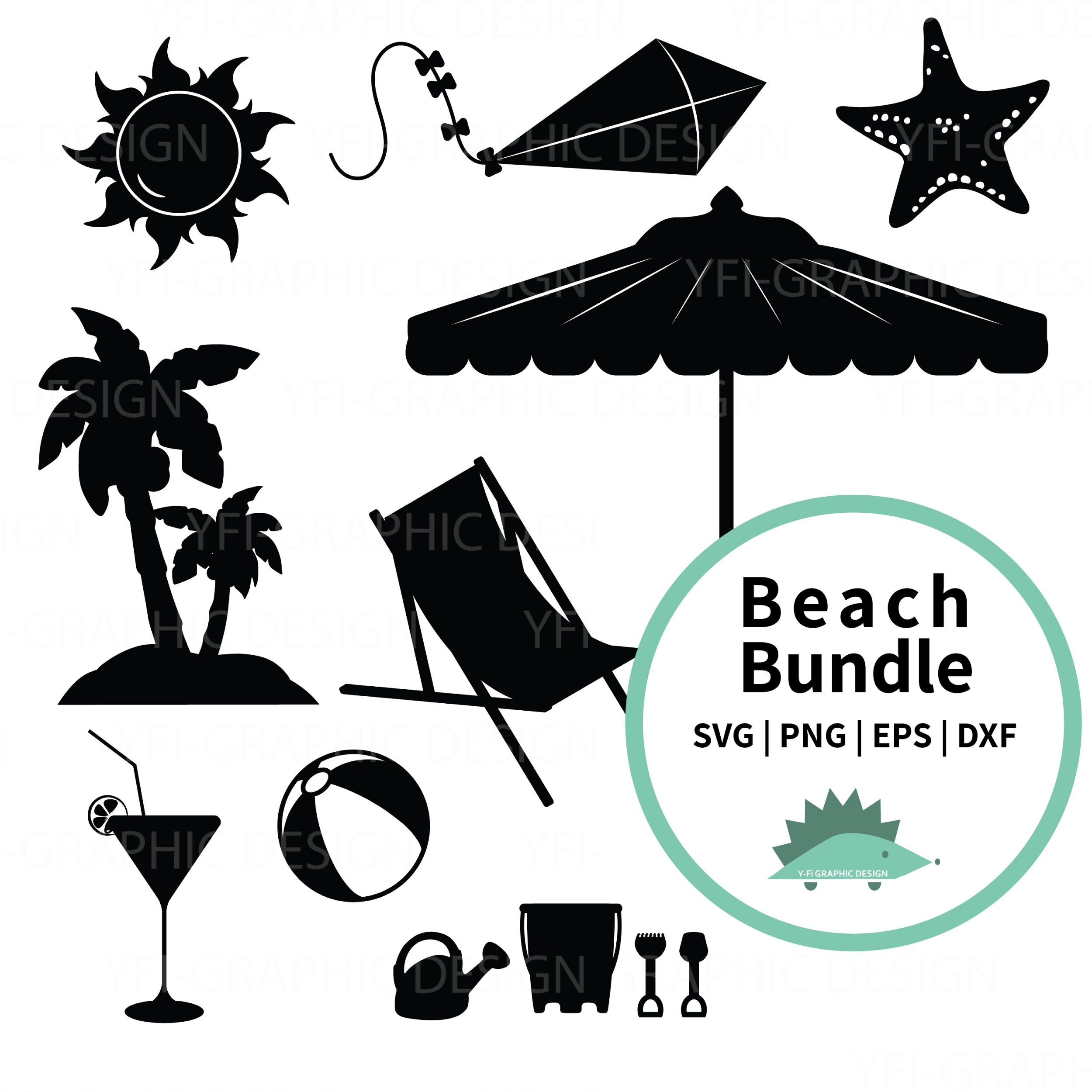 Download Beach silhouette Beach Bundle Summer vacation Beach ball ...