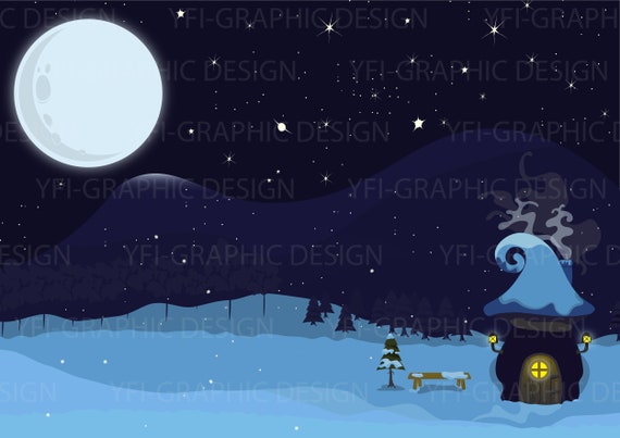 Schnee Nacht Illustration Winter Weihnachten Zeit Png Etsy