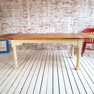 5.5ft-8.5ft Extendable Oak Style Rustic Farmhouse Dining Kitchen Table 10-12 Seater Painted in any Farrow and Ball Colour