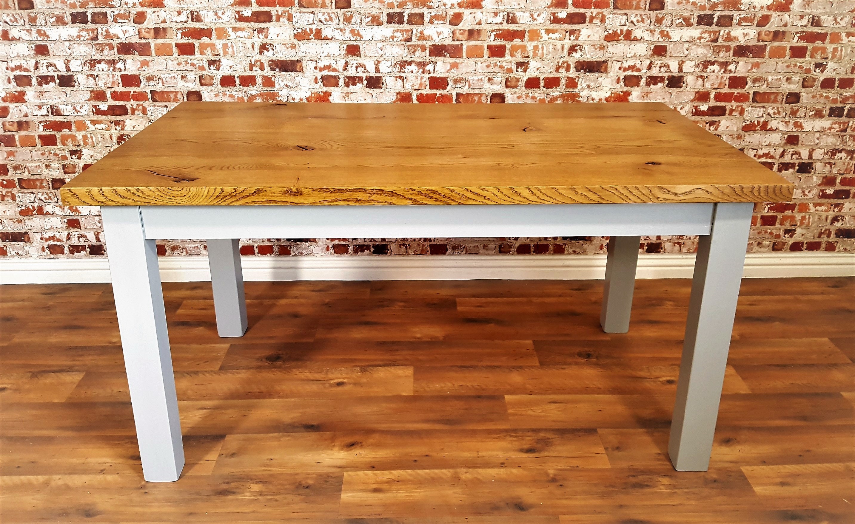 Rustic Chunky Oak Top Dining Kitchen Table European Oak Antique Manor House Finish Full Stave
