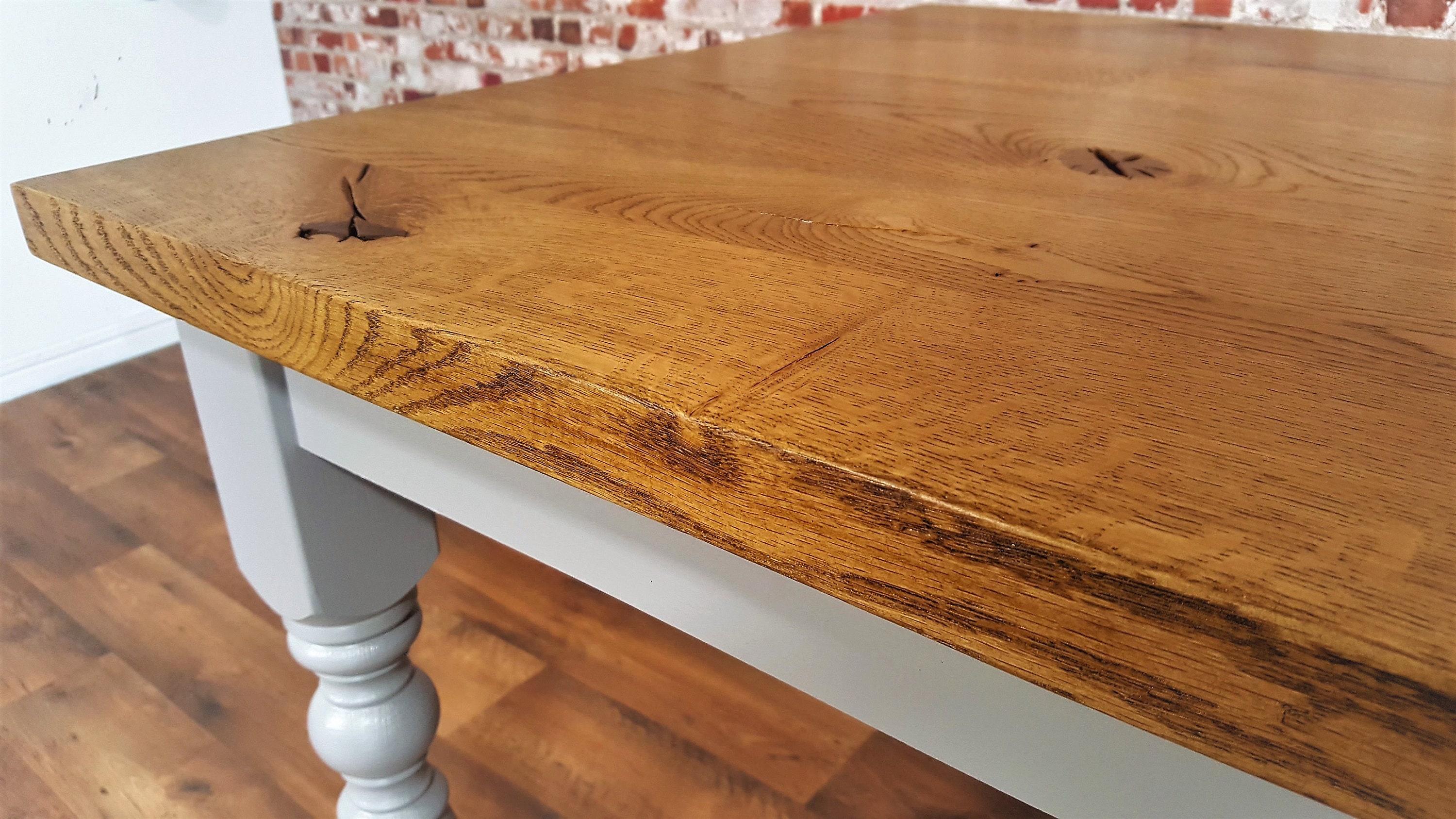 Rustic Chunky Oak Top Dining Kitchen Table European Oak Antique Manor