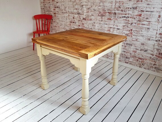 Extending Rustic Farmhouse Dining Table Set Painted in F B Folding