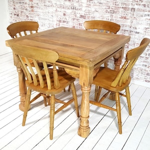 Wooden Extending Rustic Farmhouse Dining Table Set Folding Space Saving, Extendable