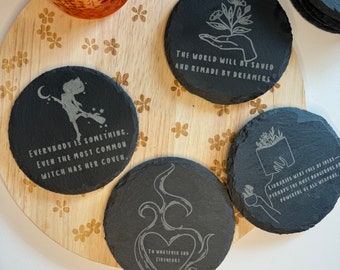Thron des Glases inspirierte Schiefer Getränke Untersetzer. Fantasy, Bookish Untersetzer, Bookish Decor