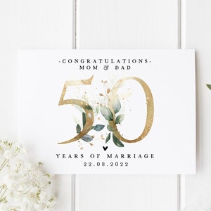 Personalised 50th Wedding Anniversary Card | 50 Golden Years | Congratulations 50 Years | 50th Wedding Anniversary | Mom & Dad