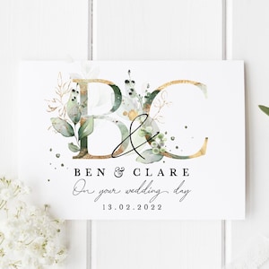 Carte de mariage personnalisée | Carte de voeux pour couples nouvellement mariés | Carte de mariage de félicitations | Carte-cadeau de mariage | Aquarelle