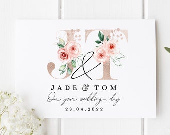 Carte de mariage personnalisée | Carte de voeux de couple nouvellement marié | Carte de mariage de félicitations | Carte-cadeau de mariage | Aquarelle