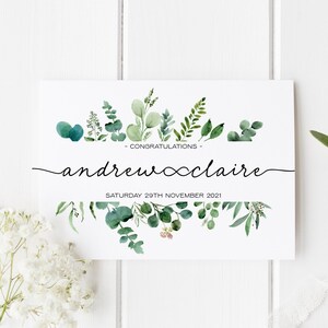 Personalised Wedding Card | Newly Married Couple Greeting Card | Congratulations Wedding Card | Wedding Gift Card | Watercolour