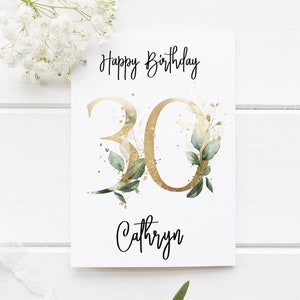 30th Birthday Card | Personalised 30th Birthday |  Personalised Birthday Card | 30th Birthday Card for Her | 30 |