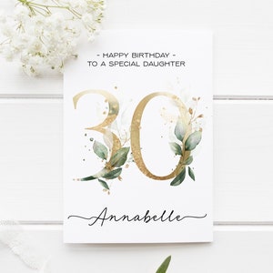 30e anniversaire | 30e anniversaire personnalisé |  Carte d'anniversaire fille | Carte 30e anniversaire pour elle | 30 | Fille spéciale |