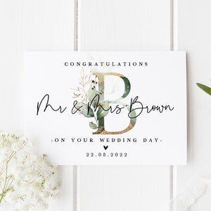 Personalised Wedding Card | Newly Married Couple Greeting Card | Congratulations Wedding Card | Wedding Gift Card | Watercolour
