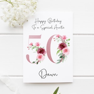 50e anniversaire | 50e anniversaire personnalisé | carte d'anniversaire de tante | 50e anniversaire pour elle | 50 | Spécial tante |