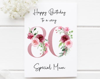 Eightieth Dad Grandma Personalised 80th Birthday Card 80th Card 80th Birthday Card Age 80 Card For Mum For Her Lasercut Handmade