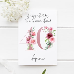 40e anniversaire | 40e anniversaire personnalisé | Carte d'anniversaire d'un ami | 40e anniversaire pour elle | 40 | Ami spécial ||