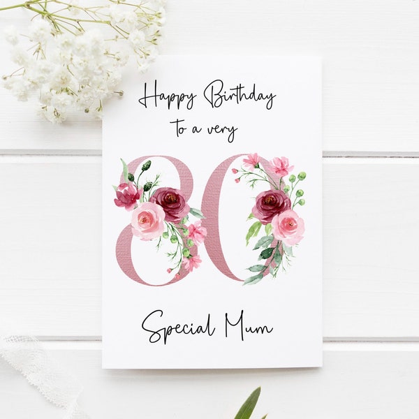 80th Birthday Card | 80th Birthday | Mum Birthday Card | 80th Birthday Card for Her | 80 | Birthday Card |