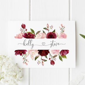 Carte de mariage personnalisée | Carte de voeux pour couples nouvellement mariés | Carte de mariage de félicitations | Carte-cadeau de mariage | Aquarelle