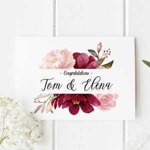 Carte de mariage personnalisée | Carte de voeux pour couples nouvellement mariés | Carte de mariage de félicitations | Carte-cadeau de mariage | Aquarelle