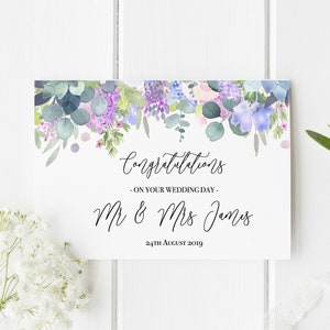 Personalised Wedding Card | Newly Married Couple Greeting Card | Congratulations Wedding Card | Wedding Gift Card | Watercolour