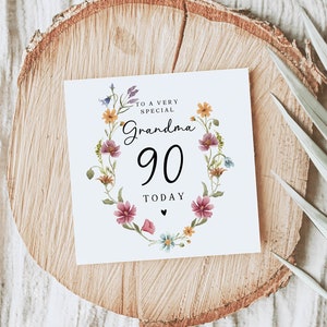 90e anniversaire | 90e anniversaire | carte d'anniversaire de grand-mère | 90e anniversaire pour elle | 90 | carte d'anniversaire |