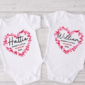 Personalised Baby Valentines Vest - Daddy&#39;s Little Valentine Baby Vest - Mummy&#39;s Valentine - Valentines Baby Outfit - Valentines Babygrow