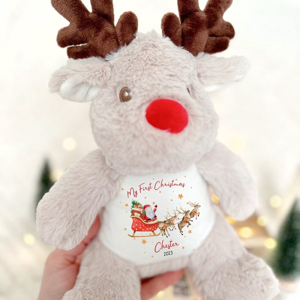 Personalised First Christmas Teddy | Baby's First Christmas Keepsake Gift | Baby Christmas Eve Box | My 1st Christmas | Christmas Reindeer