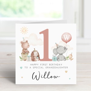 Personalised First Birthday Card, 1st Birthday Card for Daughter Niece Granddaughter God Daughter, First Birthday Card Girl