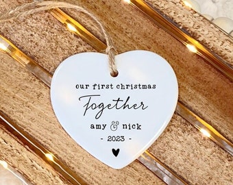 First Christmas Together Ornament | Couple Ceramic Christmas Keepsake | Personalised Christmas Tree Ornament | Couple Christmas Gift |