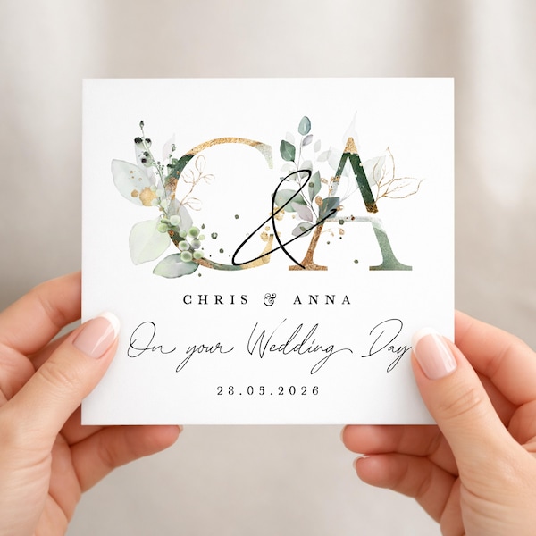 Personalised Wedding Card for Couple, Custom Names Wedding Card, Unique Wedding Gift, Congratulations Card
