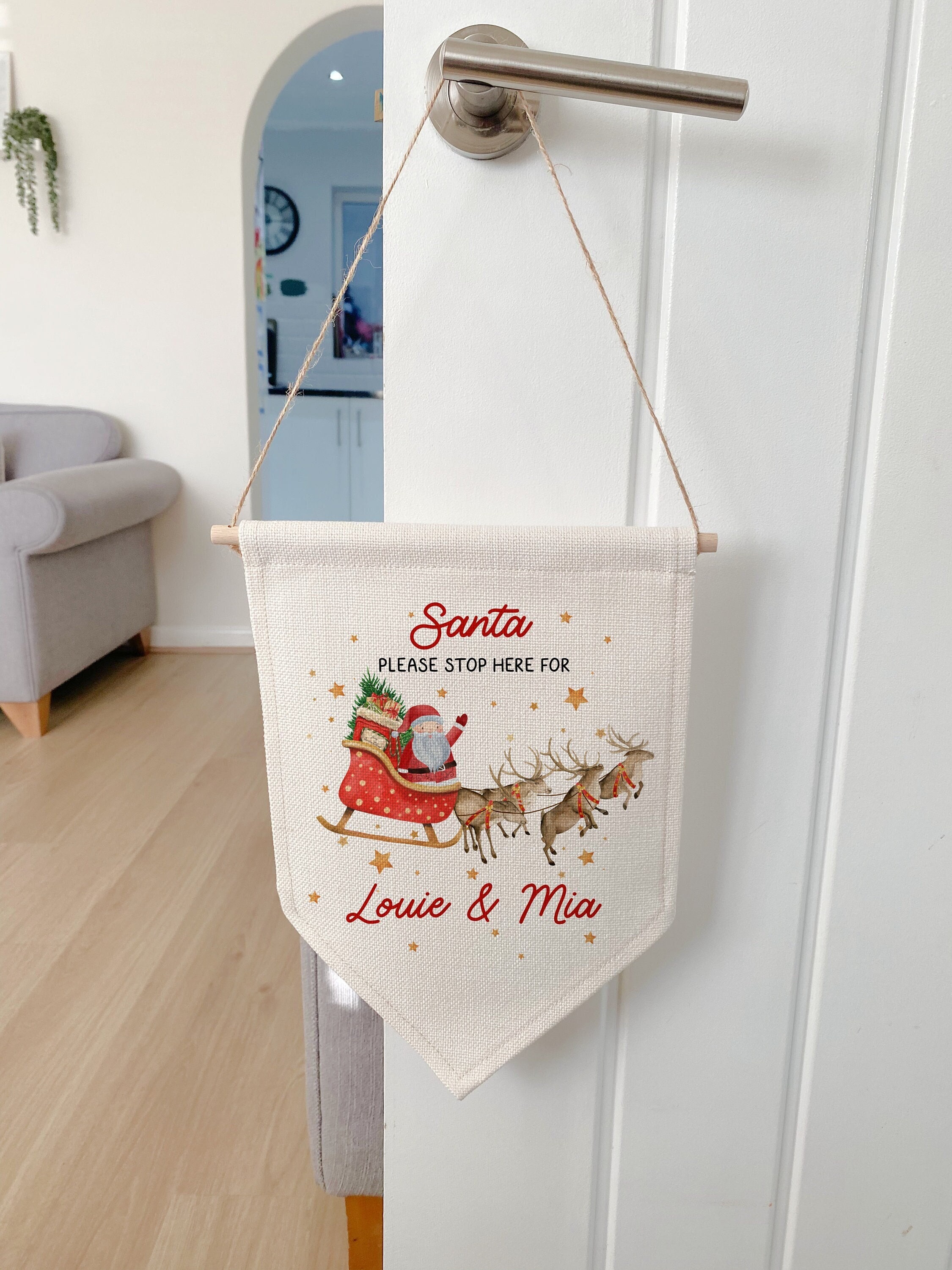 Personalised Santa Stop Here Sign | Personalised Christmas Sign | Santa Please Stop Here | Christmas Wall Decor | Christmas Traditions |