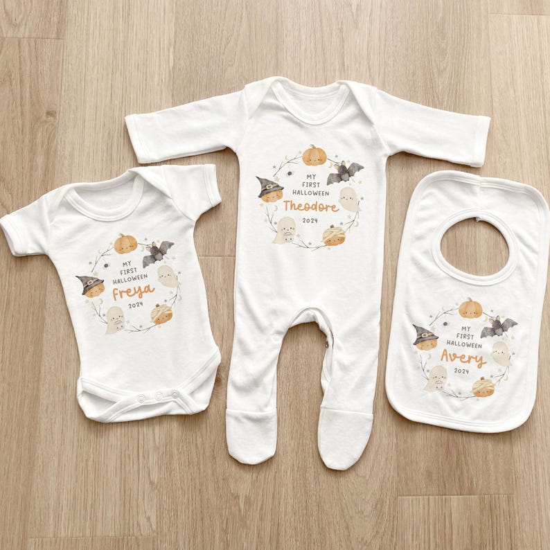 First Halloween Baby Grow, Cute Little Pumpkin, Pumpkin Vest Bib Romper