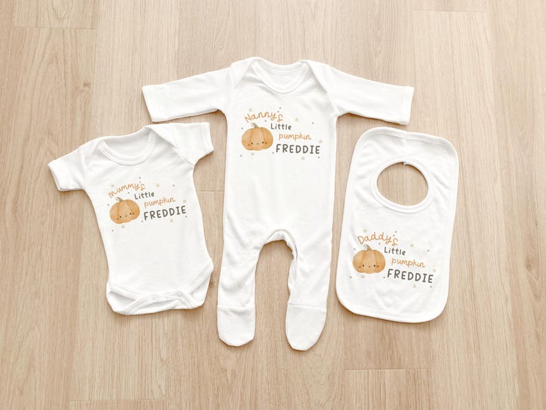 First Halloween Baby Grow, Mummy's Little Pumpkin, Pumpkin Vest Bib