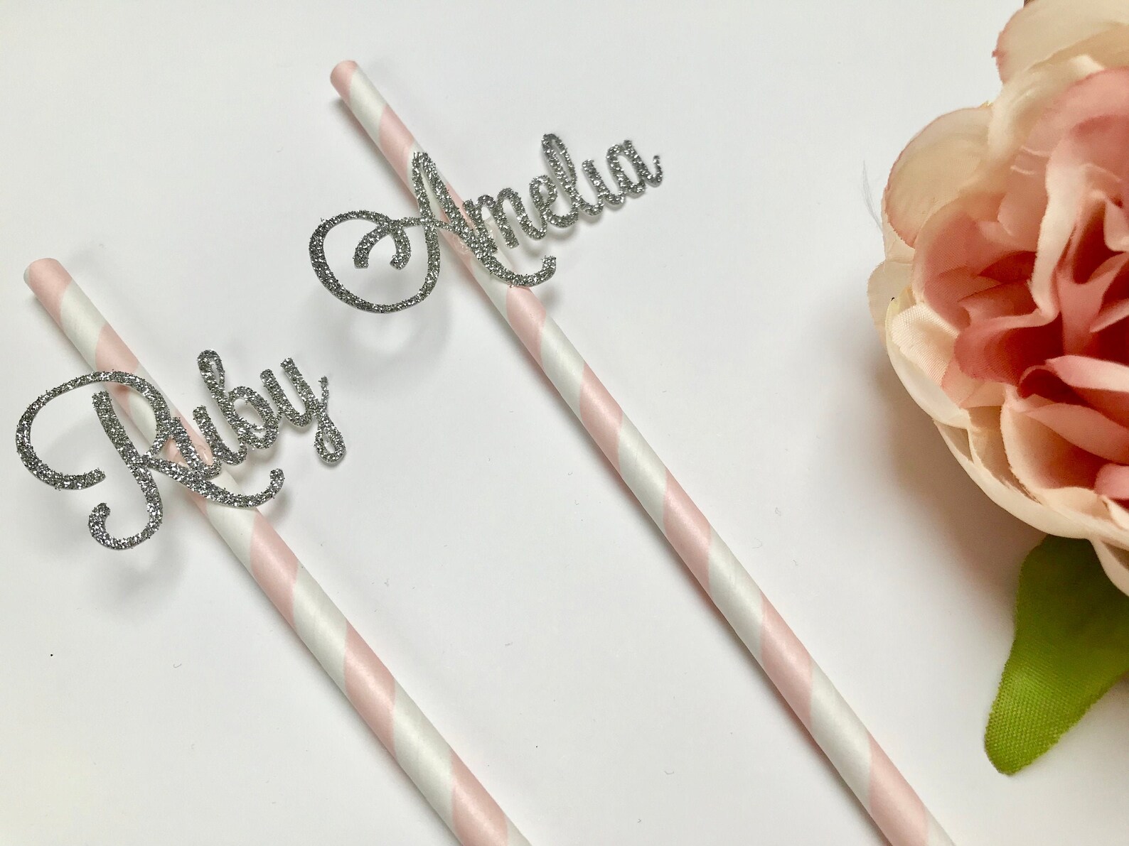 Personalised Glitter Name Paper Straws Personalised Name - Etsy