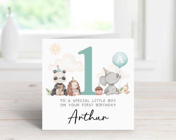 Personalised First Birthday Card, 1st Birthday Card for Son Nephew