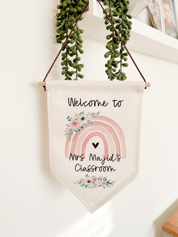 Personalised Teacher Gift, Thank You Teacher, New Teacher Gift, Graduation Teaching Assistant Nursery, Classroom Decor,Teacher Wall Art Flag