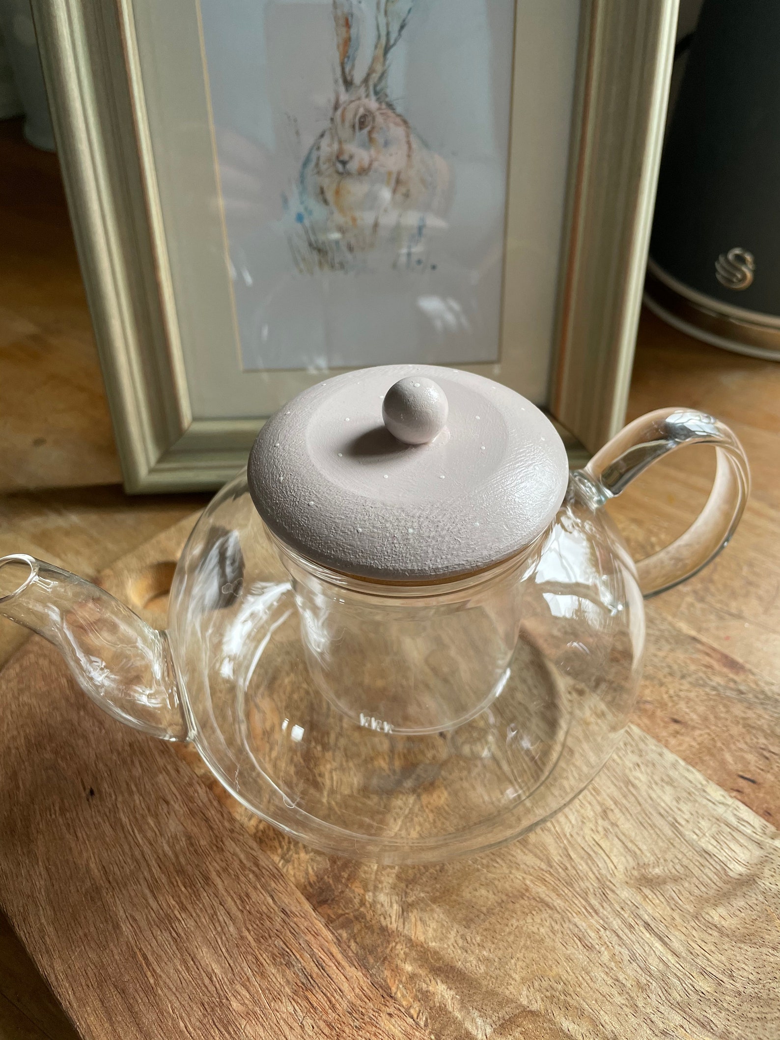 Glass Infuser Teapot With Pretty Hand Painted Lid and Hanging Etsy