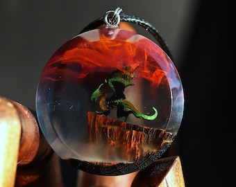 Northern lights Wood resin jewelry  Aurora borealis Wood resin necklace Resin wood pendant Glow in the dark