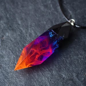 Wood resin pendant, Handmade jewelry, Personalized gift