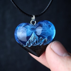 Wood Resin Glow Pendant – Heart Necklace Made-to-Order Personalized Gift