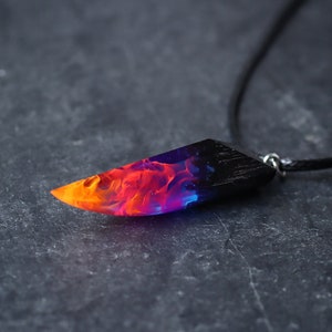 Wood resin pendant Aurora borealis Glow in the dark