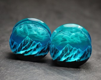Glow in the dark plug earring Wood resin flesh tunnels Flesh gauge plugs Wood resin ear gauges Double flare tunnels Unique design
