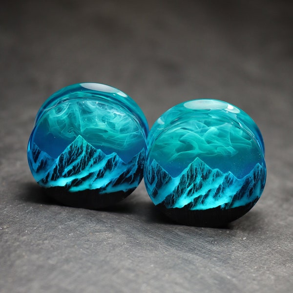 Glow in the dark plug earring Wood resin flesh tunnels Flesh gauge plugs Wood resin ear gauges Double flare tunnels Unique design