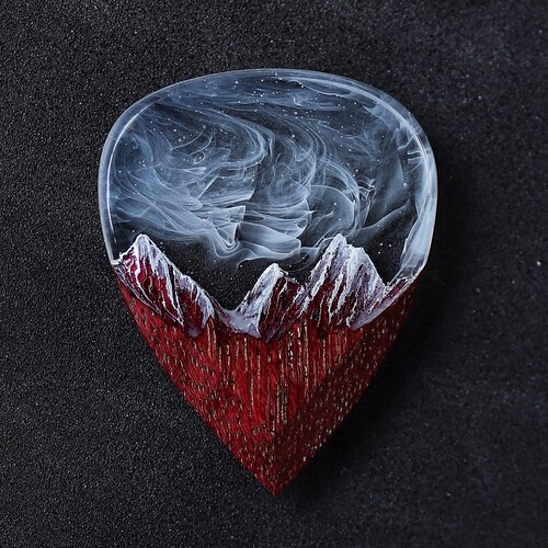 Wood Resin Guitar Pick Northern Lights Best Musician Gift Etsy